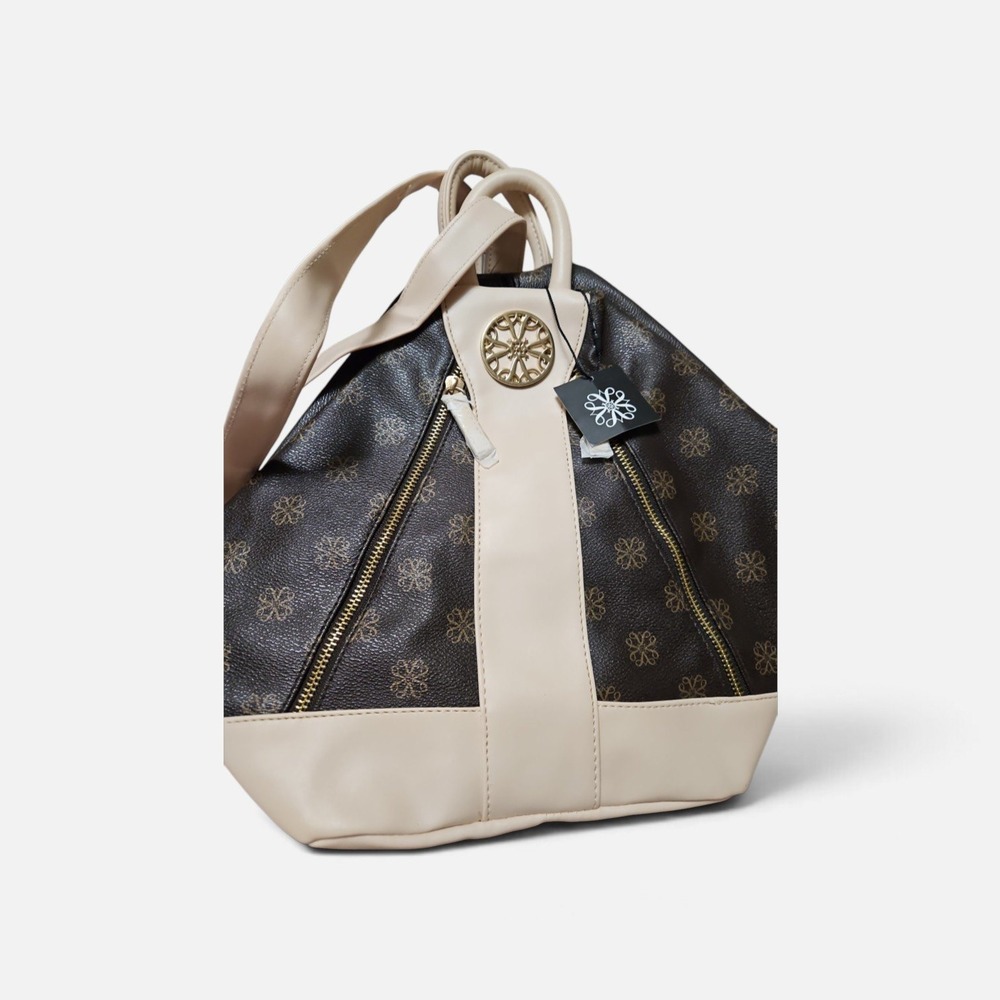 AVON Signature Monogram Logo Sling Backpack Brown Cream Convertible Bag NWT 0379